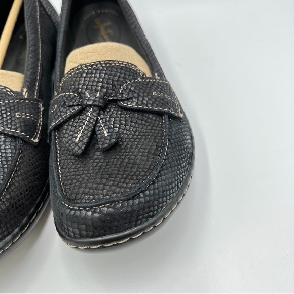 Clarks Women Size 9 Ashland Bubble‎ Snakeskin Print Black Comfort Loafers Shoes - Picture 5 of 12